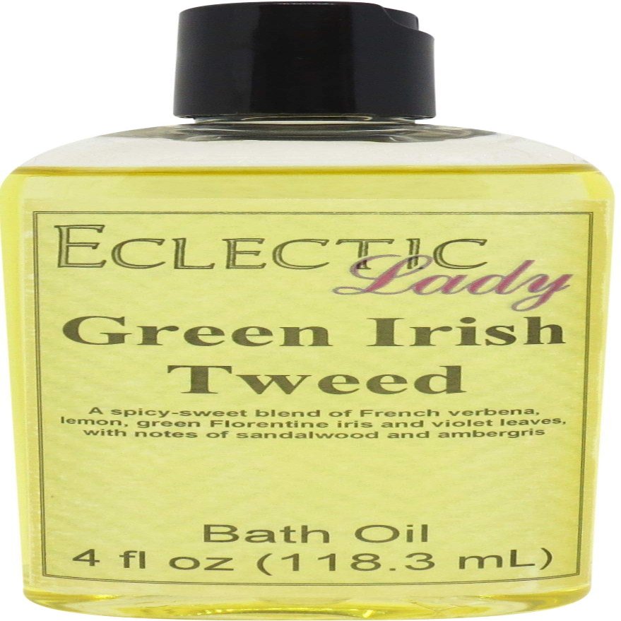 Green Irish Tweed Bath Oil, Scented Body Oil, Relaxing Bathing Oil, 4 oz