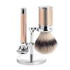MHLE Rosegold Silvertip Fibre Safety Razor (Open Comb) Shaving Set view 1