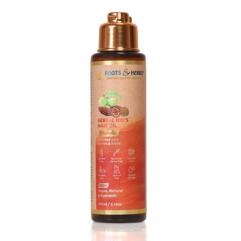 Roots & Herbs Ayurvedic Natural Treatment 100% Vegan No Paraben Triphala Nourishing Kid's Hair Oil Tailam - 100 ml