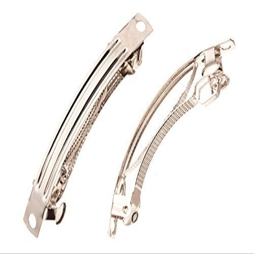 55mm Silver-Finished Barrette Sold per Pack of 10 (2pack Bundle), Save $1