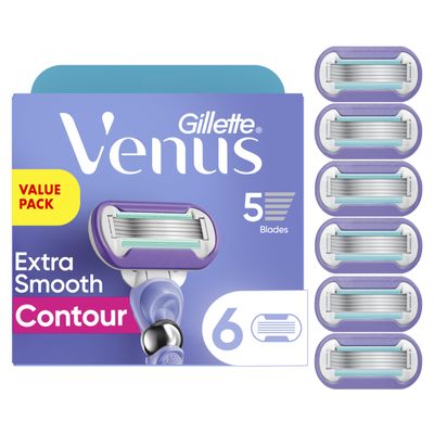 Gillette Venus Deluxe Smooth Swirl Womens Razor Blade Refills, 6 Count, Moisture Ribbon to Protect Against Irritation, Holiday Gifts for Women