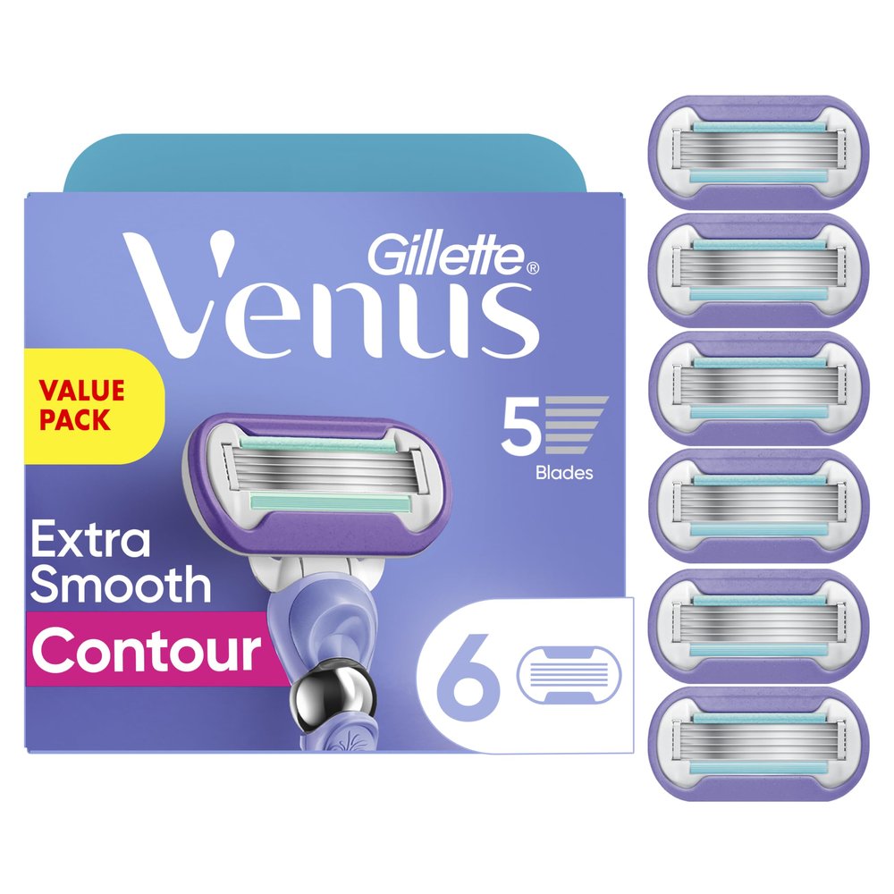 Gillette Venus Deluxe Smooth Swirl Womens Razor Blade Refills, 6 Count, Moisture Ribbon to Protect Against Irritation, Holiday Gifts for Women