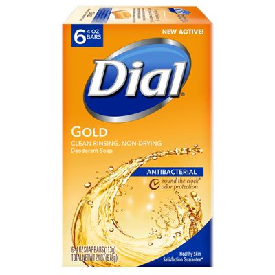 Dial Gold Antibacterial Soap - Six Individual Wrapped 4 oz Bars