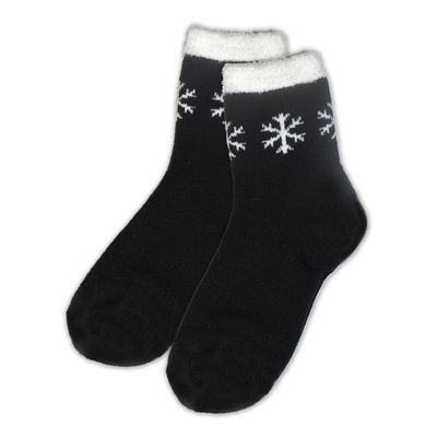 Earth Therapeutics Thermal Double Layer Socks - Black Small/Snowflake - 1 pair