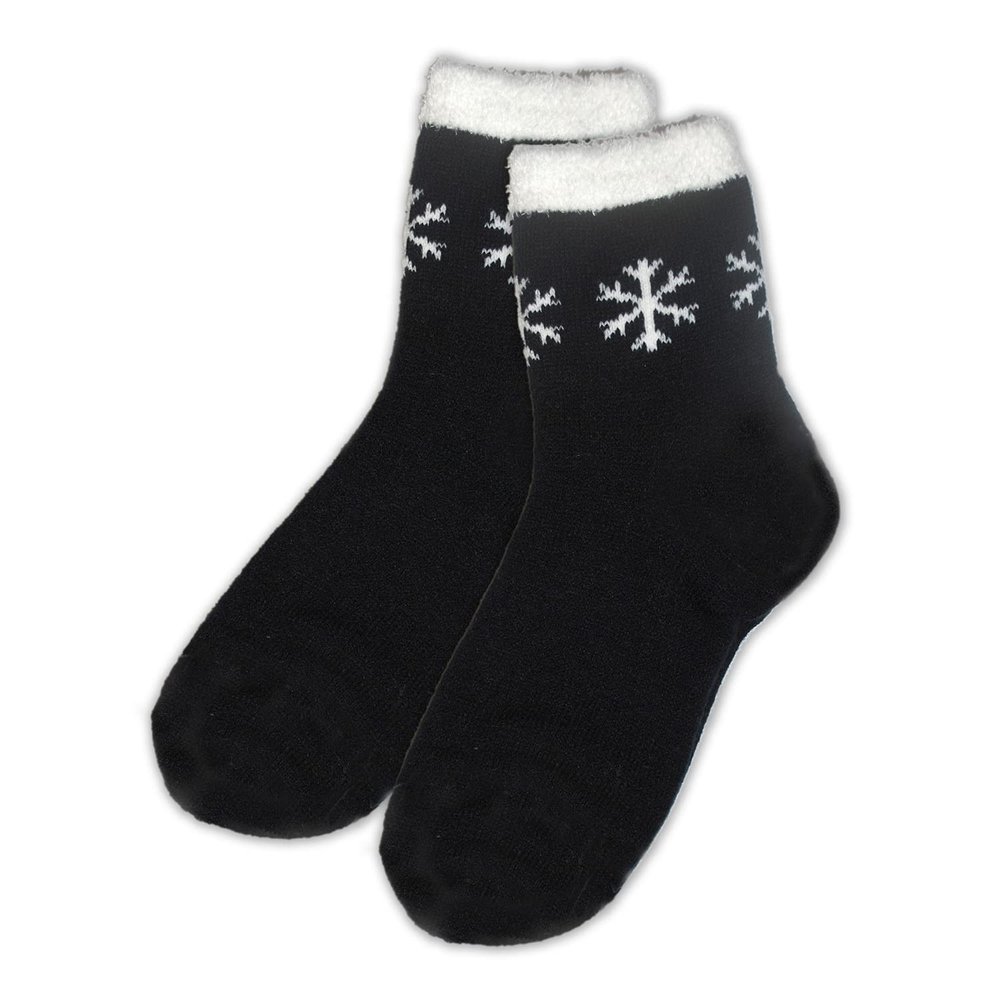 Earth Therapeutics Thermal Double Layer Socks - Black Small/Snowflake - 1 pair