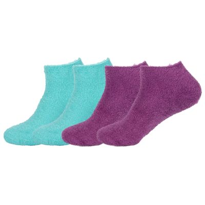 BambooMN Women's Small Fuzzy Soft Aloe Infused Nylon Spa Socks, Assortment 90, 4 Pairs