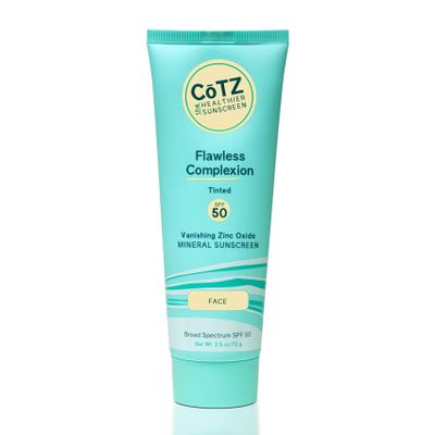 CoTZ Skincare | Flawless Complexion | Lightly Tinted | Facial Mineral Sunscreen Broad Spectrum SPF 50; 2.5 oz / 70 g