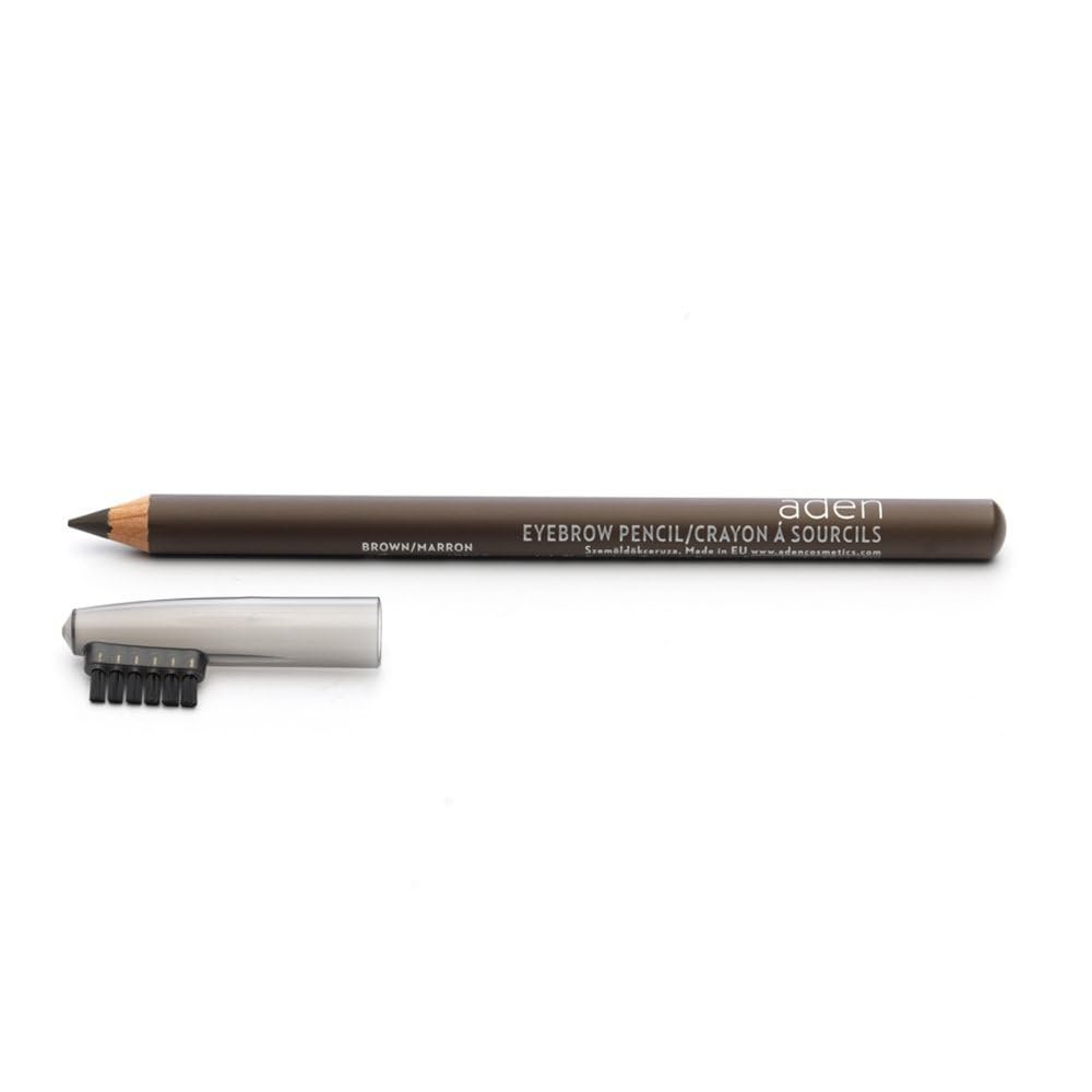 aden Eyebrow Pencil 1.14gr  With Eyebrow Brush  Highly Pigmented & Draws Tiny Brow Hairs  Waterproof & Long Lasting  MADE IN ITALY (Brown)