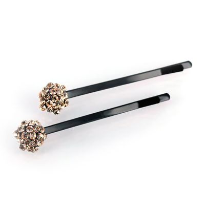 Decorative Hair Clip Pins Small Cluster Rhinestone Crystal Bobby Pin, Set of Two, Peach
