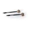 Decorative Hair Clip Pins Small Cluster Rhinestone Crystal Bobby Pin, Set of Two, Peach view 3