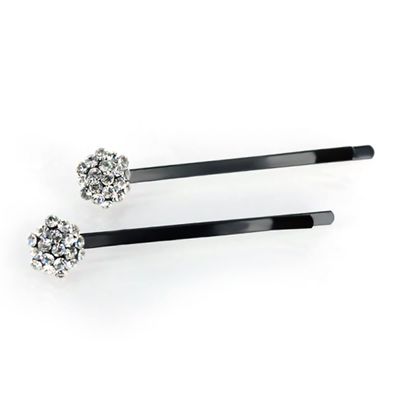 DoubleAccent Hair Jewelry Small Simulated Crystal Cluster Bobby Pins Set of Two, White
