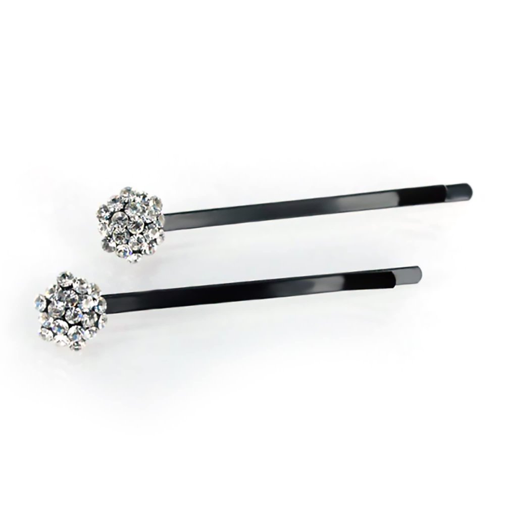 DoubleAccent Hair Jewelry Small Simulated Crystal Cluster Bobby Pins Set of Two, White