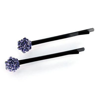 Decorative Hair Clip Pins Small Cluster Rhinestone Crystal Bobby Pin, Set of Two, Lavender