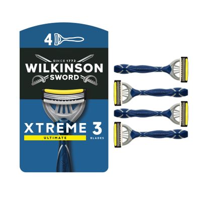 WILKINSON SWORD - Xtreme 3 for Men | Ultimate Comfort with Aloe Vera | 4 x Disposable Razors