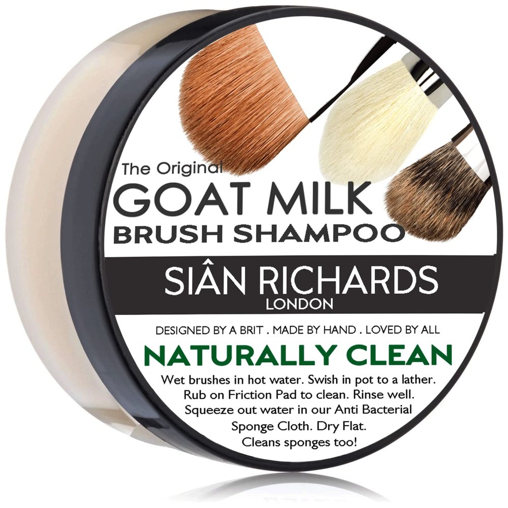SIN RICHARDS London Goat Milk Natural Solid Brush Shampoo Makeup Brush and Sponge Cleaner, 2oz