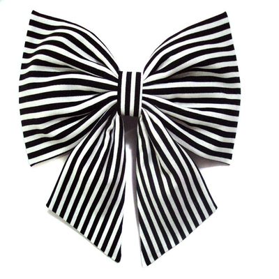 Cotton Cheer Hair Bows (Medium Size) (Barrette, Black Stripes)