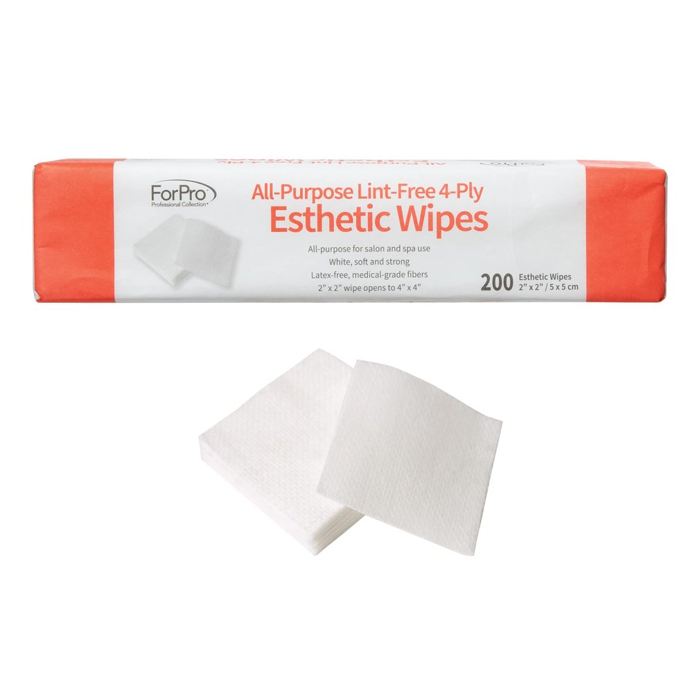 ForPro Professional Collection All-Purpose Lint-Free 4-Ply Esthetic Wipes, for Salon and Spa Use, Soft, Strong and Durable, Latex-Free, 2" x 2", 200-Count