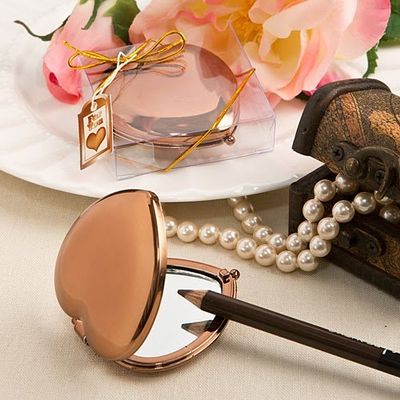 75 Bronze Metallic Heart Compact Mirror