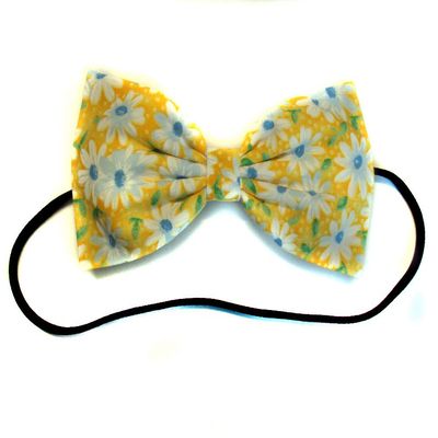 Floral Print Collection Hairbows-alligator Clip, Barrette, Headband (Yellow Daisies, Headband)