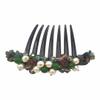 Side Comb Hair Accessories French twist hair comb Ornamented along the top of the heading with Pearl & Stone (Green) view 1