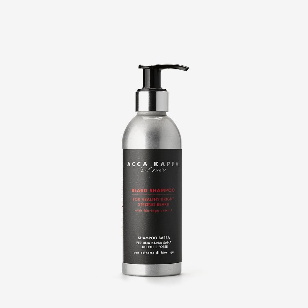 Acca Kappa Barber Shop Collection Beard Shampoo Purifying Daily Cleanser with Moringa and Argan Oil