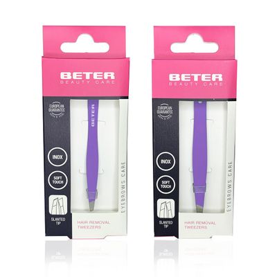 Beter Set plucking tweezers Soft Touch in Bluee, 2 pieces