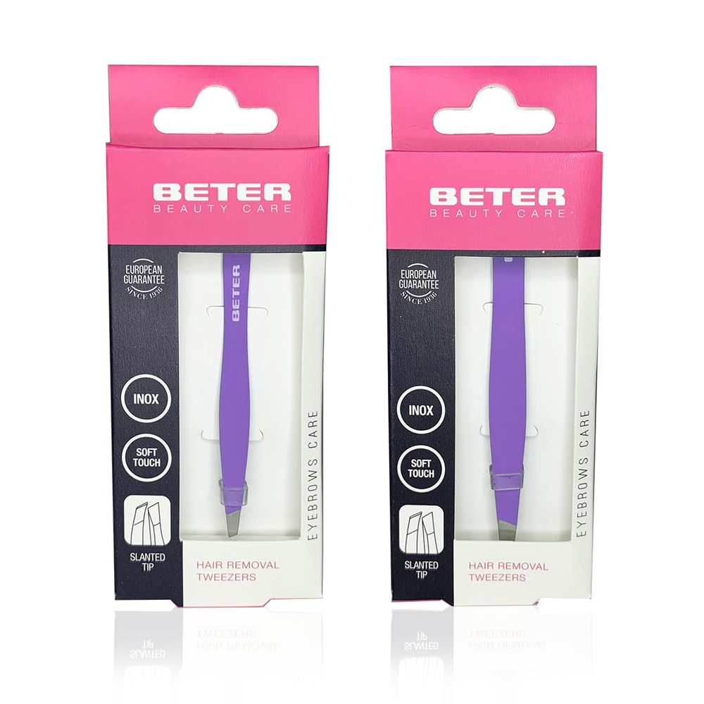 Beter Set plucking tweezers Soft Touch in Bluee, 2 pieces
