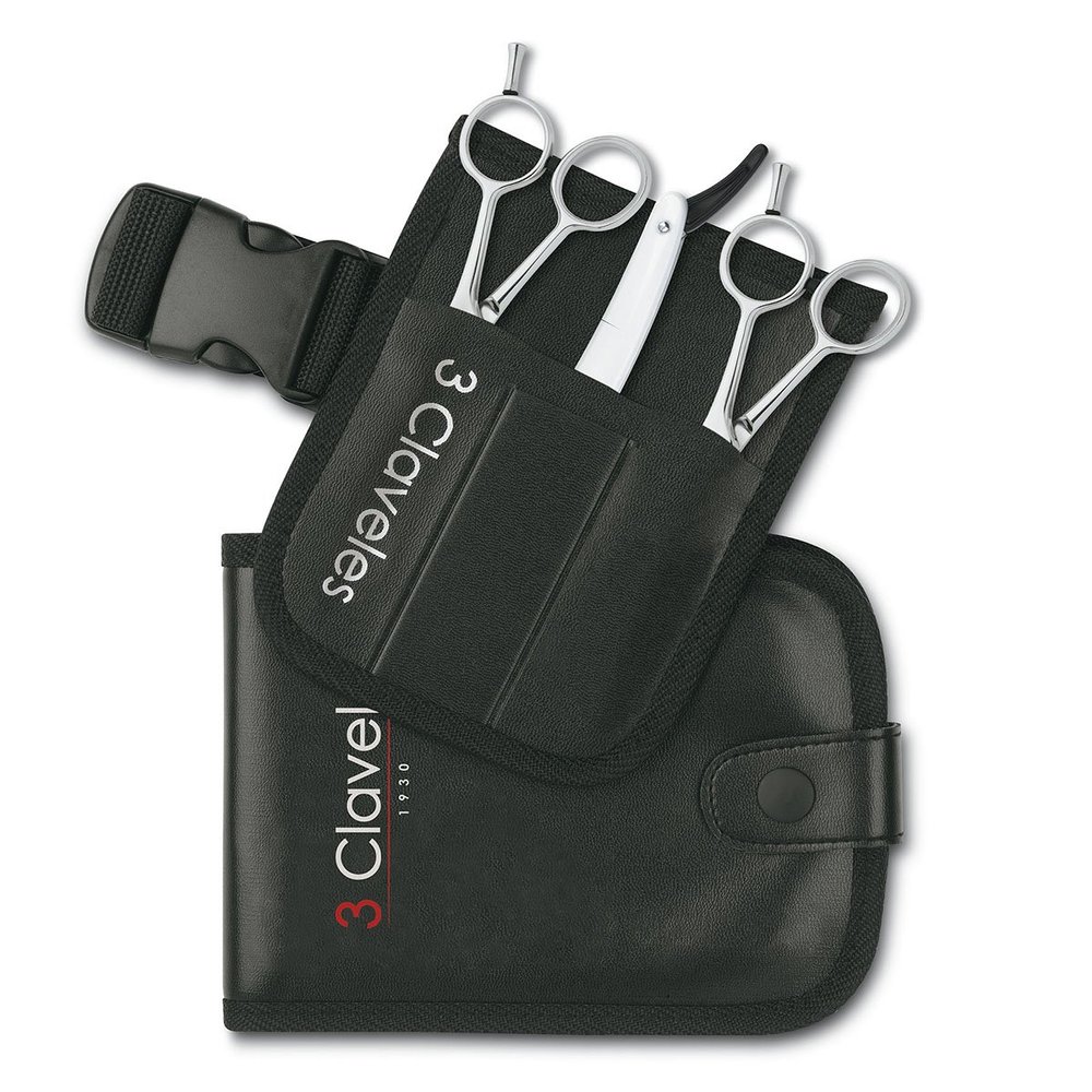 3 Claveles 12760  Hairdresser Set with Case and 2 Scissors of 5.5 Inches and Knife