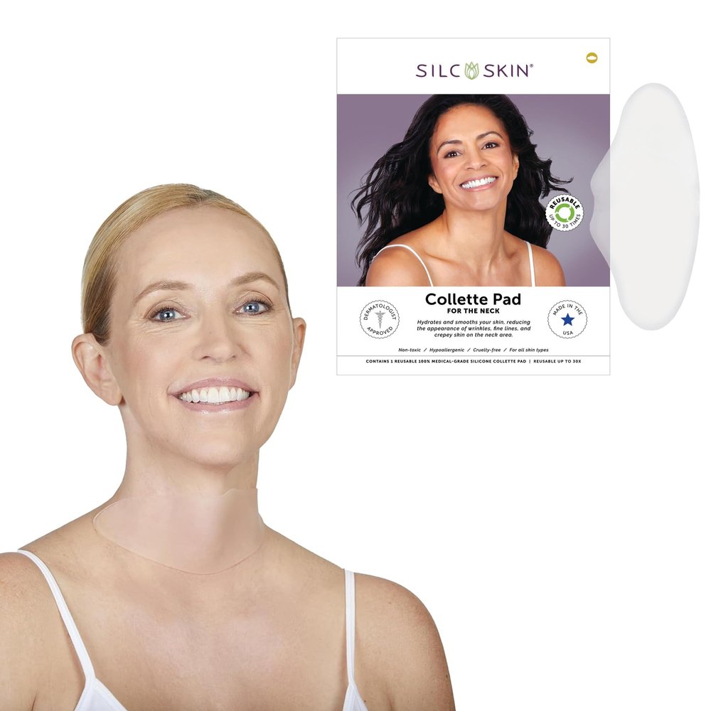 Silcskin Collette Pad Medical Grade Neck Wrinkle Patches, Reusable Silicone Neck Pads For Sleep Lines And Crepey Skin, Holiday Anti Wrinkle Beauty Gift For Her, 30 Day Supply