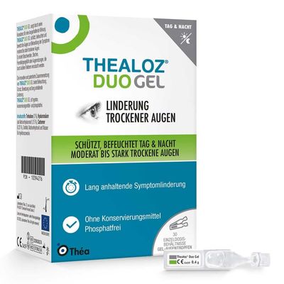 Thealoz Duo Gel - Befeuchtung, Benetzung und Schutz trockener Augen, 30 pcs. Single-dose pipettes