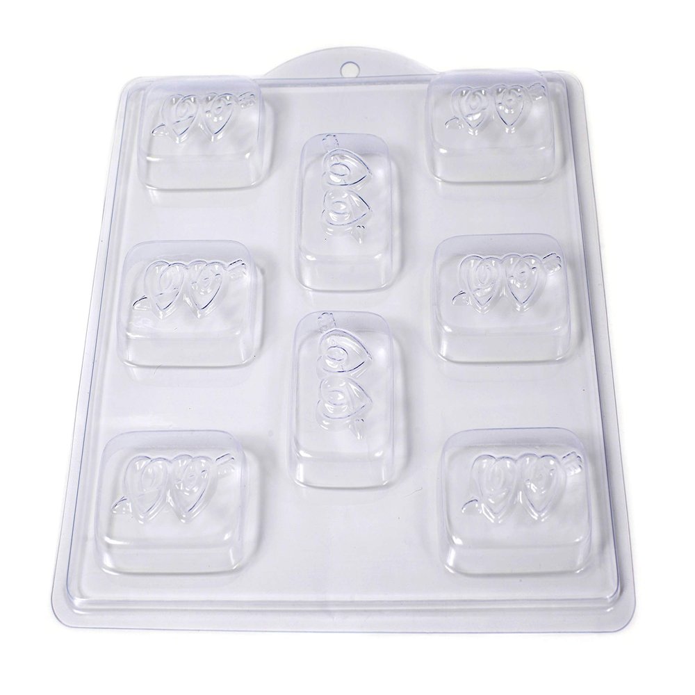 8 Cavity Double Heart with Arrow Soap/Bath Bomb Mould
