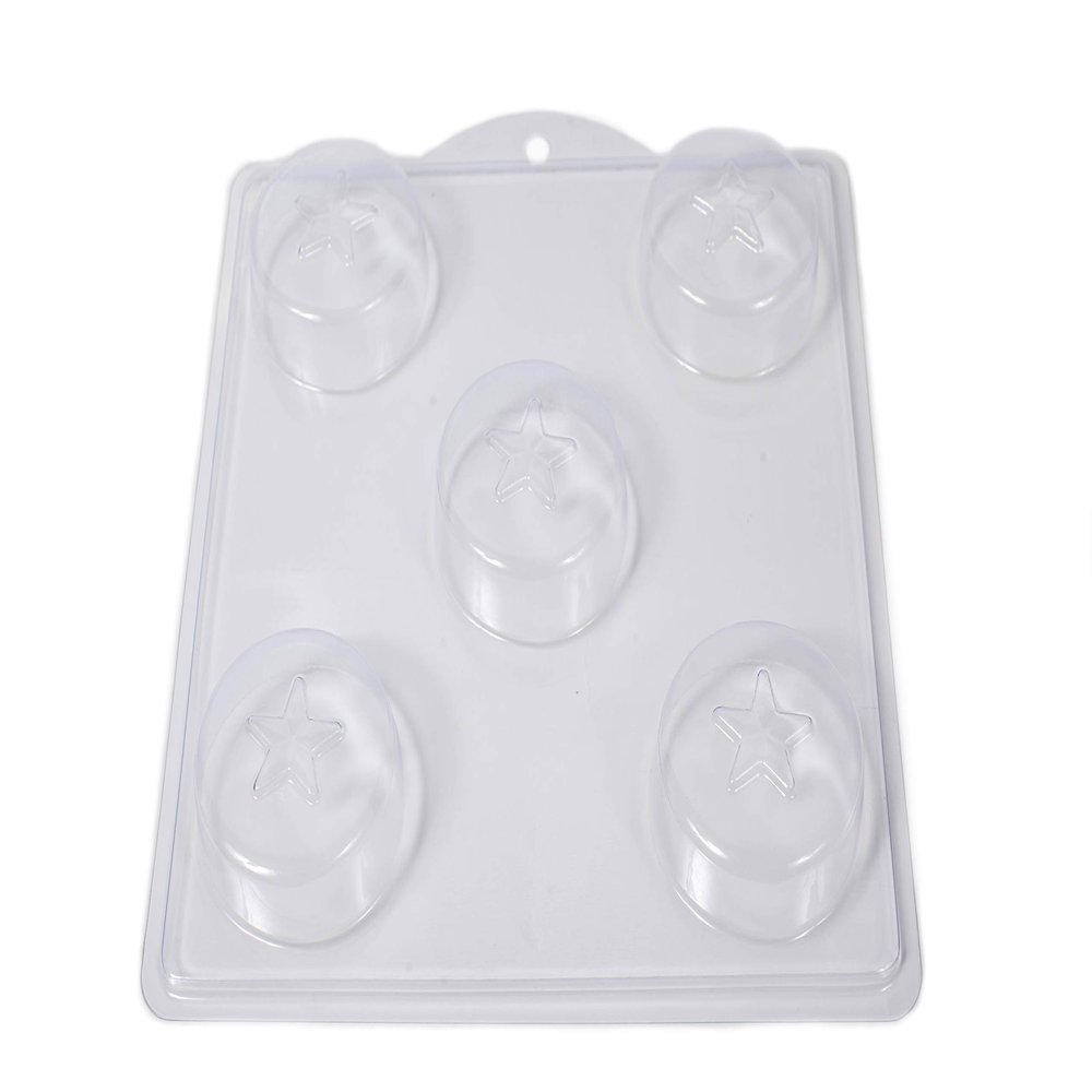 5 Cavity Star Embossed on Circle Soap/Bath Bomb Mould