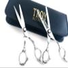 5.5" Professional Barber Razor Edge Silver Titanium Coated Hair Cutting and Texturizing Shears Scissors Student Teacher Kit Set+case Blac view 1