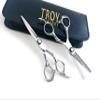 5.5" Professional Barber Razor Edge Silver Titanium Coated Hair Cutting and Texturizing Shears Scissors Student Teacher Kit Set+case Blac view 2