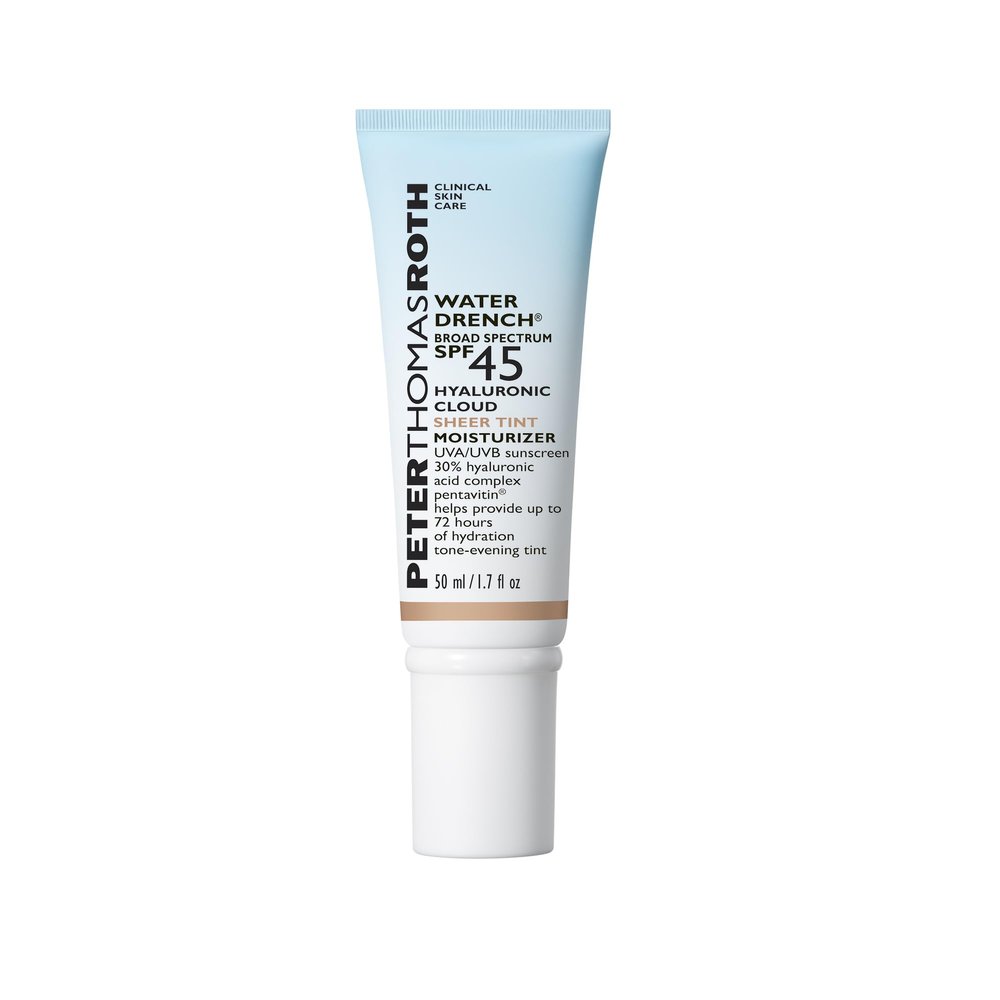 Peter Thomas Roth | Water Drench Hyaluronic Cloud Sheer Tint Moisturizer Broad Spectrum SPF 45, Hydrating Tinted SPF Moisturizer, Adaptable Sheer Tint, For All Skin Tones and Types