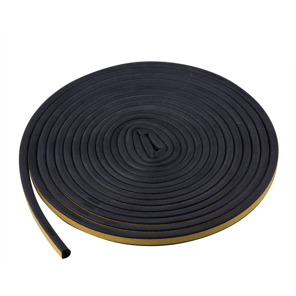 5M Black Self Adhesive Window Sealing Strip for Door and Window Draft Exclusion D Shaped TRIXES