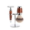 MHLE STYLO Thuja wood 3-piece Silvertip Fibre Safety Razor Shaving Set view 1