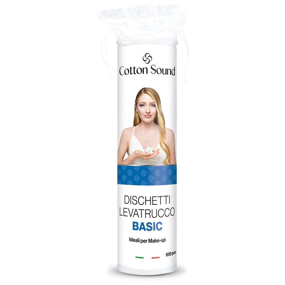 Basic Dischetti Struccanti 100 Pezzi, Dischetti 100% Cotone, Adatti a Tutti i Tipi di Pelle, Ideali per la Rimozione del Trucco, Made in Italy