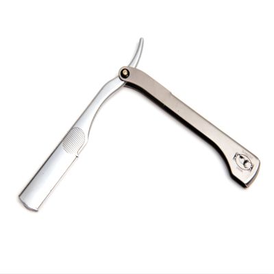 Lucky Scruff Aluminum Shavette, European Style, Silver, Men's Adult Classic Grooming Razor
