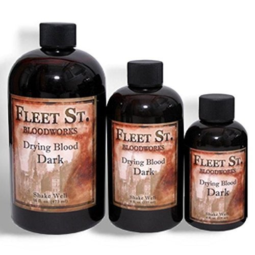 Fleet Street Bloodworks Drying Blood DARK 8 oz - WASHABLE Non Edible Fake Blood - Dries Glossy - Professional Movie Makeup