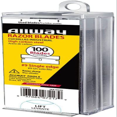 ALLWAY SEB100AD #9 Single-Edge Razor Blades with Auto Dispenser, 100 Pack