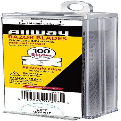 ALLWAY SEB100AD #9 Single-Edge Razor Blades with Auto Dispenser, 100 Pack
