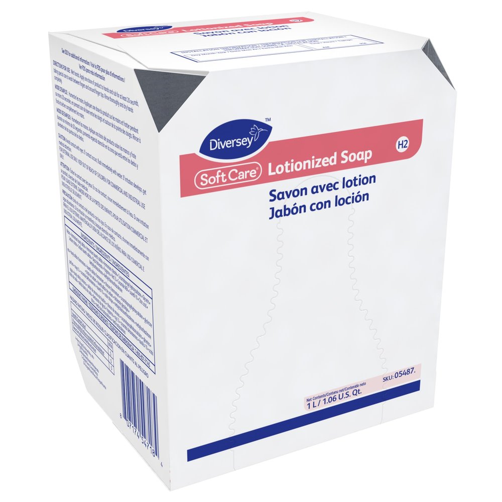 Diversey 05487. Soft Care Lotionized Hand Soap, Moisturizing Pink Pearlized BIB Cartridge Refill for Elite Dispenser, Floral Scent, 1000-mL, 33.8-oz