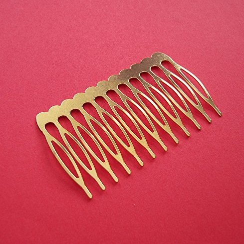 BeadsTreasure 5 Hair Combs, Metal Hair Combs, Hair Accessories, Gold Plated Combs, Bridal Supplies.