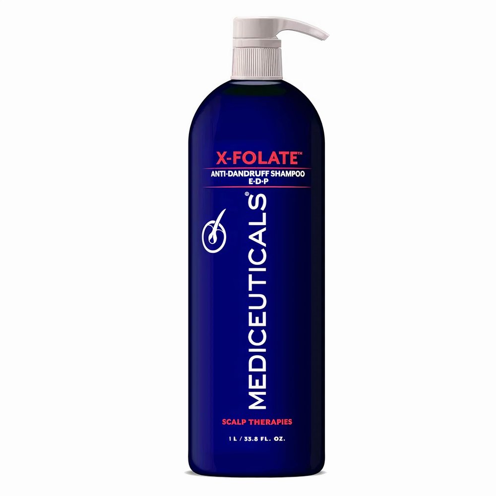 Mediceuticals X-Folate Shampoo Anti Dandruff Shampoo for Women and Men  Persistent Dandruff Control  For Scaly, Flaky Scalp and Scalp Buildup - Reduces Itching - Large 33.8 oz (1 Liter)