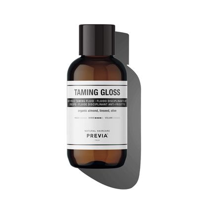 PREVIA Anti-Frizz Taming Gloss with Organic Almond - Heat Protectant Serum for Frizzy Hair - Smooth, Hydrating, Anti-Humidity, Glossy Finish Hair Serum for All Hair Types, Vegan & Paraben Free 3.38 oz