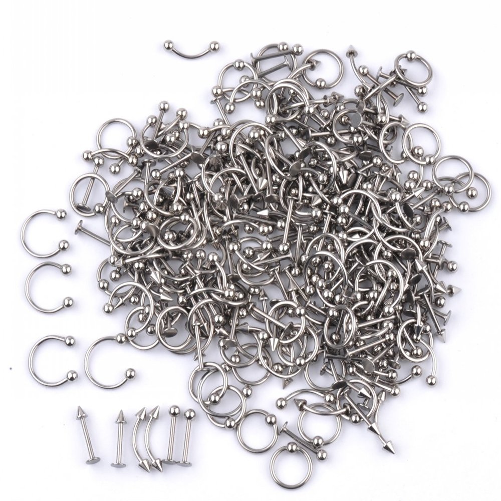 IPINK Piercing Kit 14G-16G Steel Body Piercing Belly Button,Tongue, Eyebrow, Nipple, Lip, Nose, Chi Gauge