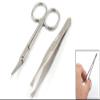 uxcell Women Flat Edge Tweezers Metal Scissors Eyebrow Trimmer Beauty Tool view 2