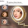 GURUN 8.5 Inch Magnifying Makeup Mirror with 3 Tones LED Lights Double Sided Vanity Mirror for Bathroom with 10X Magnification M1809DJ (Gold 10X) view 3