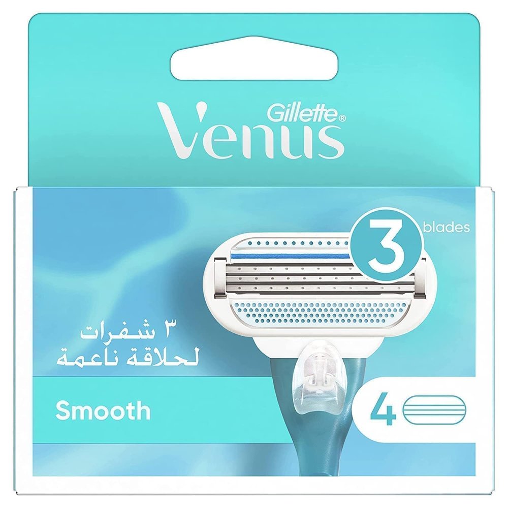 Gillette Venus Smooth Razor Blades for Women, Pack of 4 Refill Blades (Packaging May Vary)
